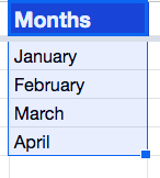 Once January and February had been entered, after using the fill handle, March and April appeared automatically once I released the selection.