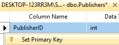Right click on the Column you want to set the Primary Key and select Set Primary Key.