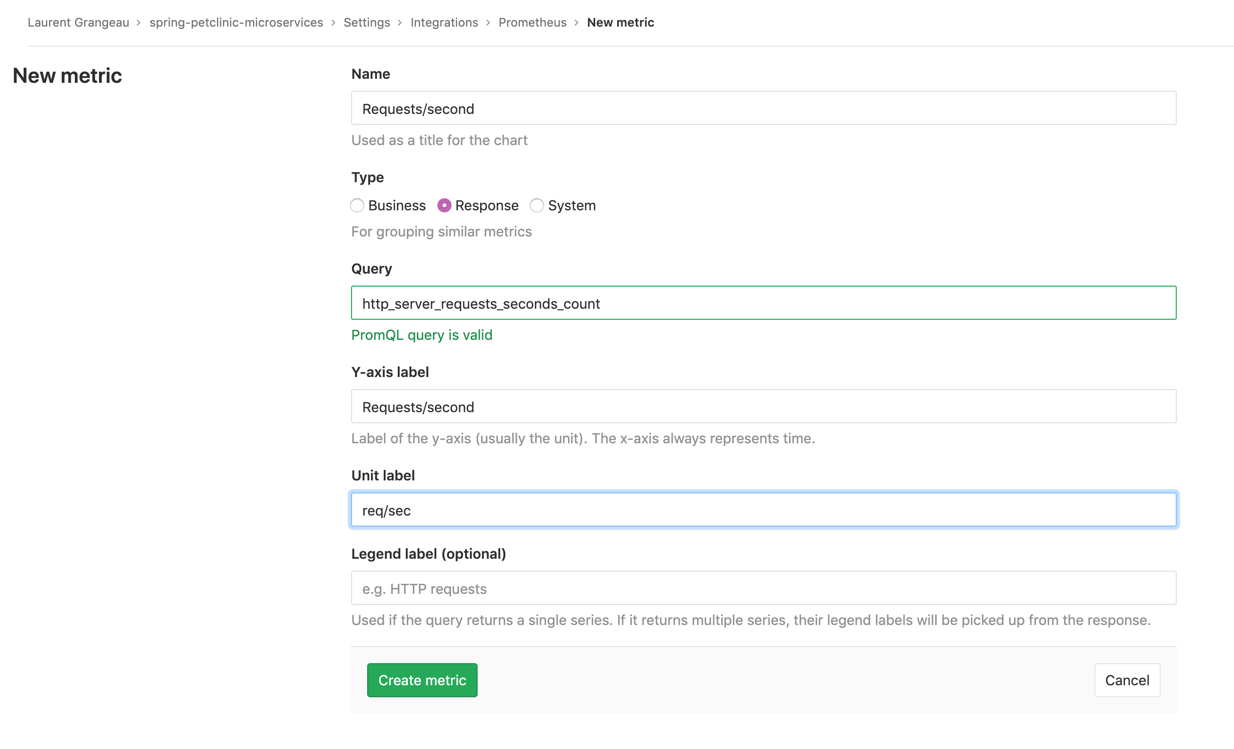 Configurez une nouvelle métrique sur Prometheus