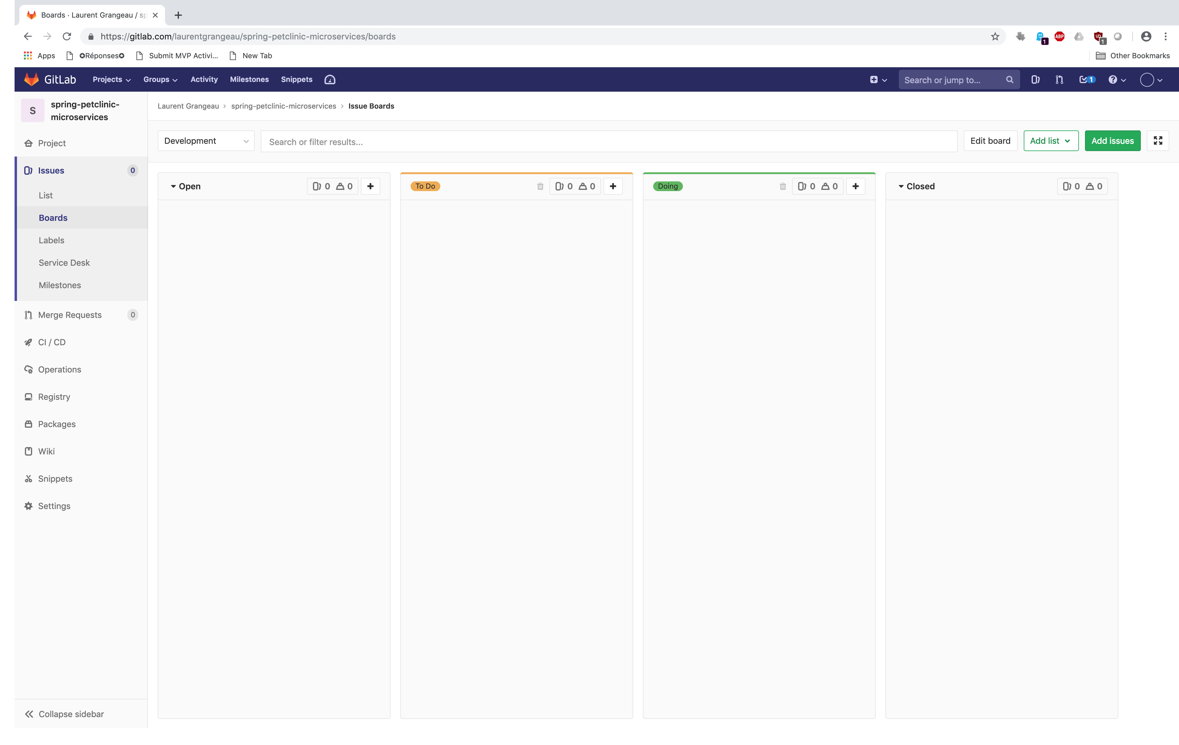 Votre Board sur Gitlab