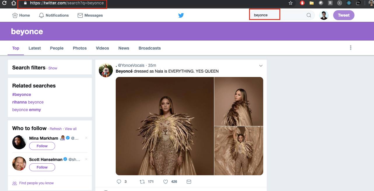 Twitter's Search API!