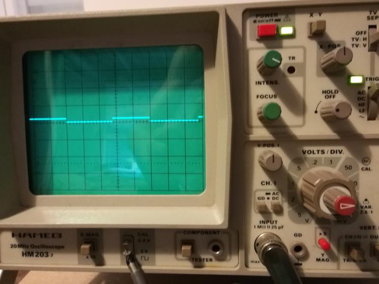 Oscilloscope réglé pou 5mV/div
