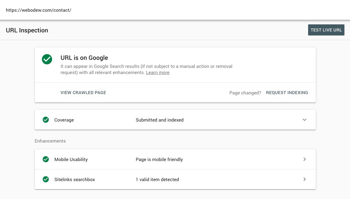 Google Search Console - URL Inspection Tool