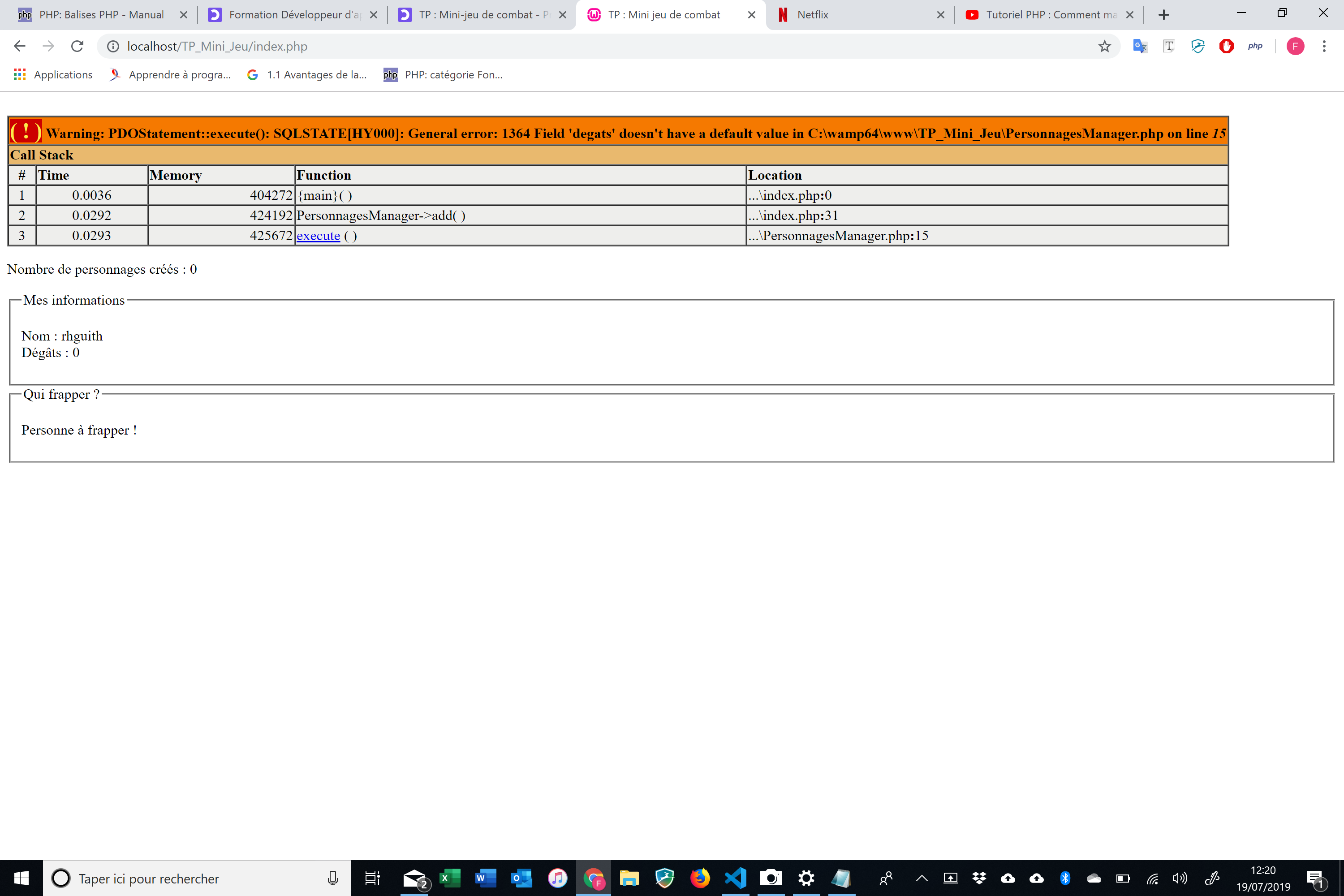 [Résolu] Probleme php-sql par Elie1211 - page 1 - OpenClassrooms