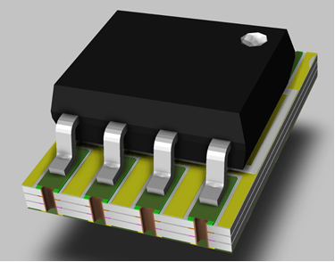 PCB secondaire en forme de patch adaptateur.