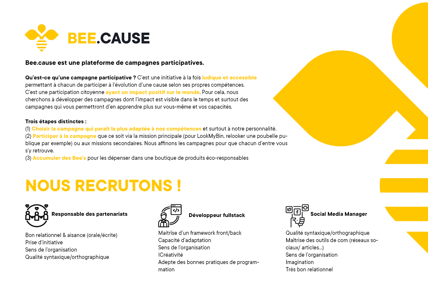 Bee.Cause recrute