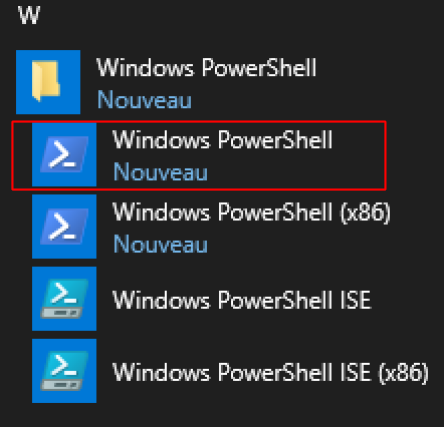 Lancement de Windows PowerShell
