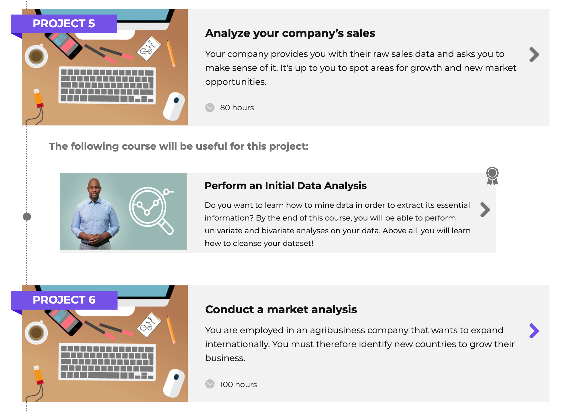 A path combines specific courses and projects