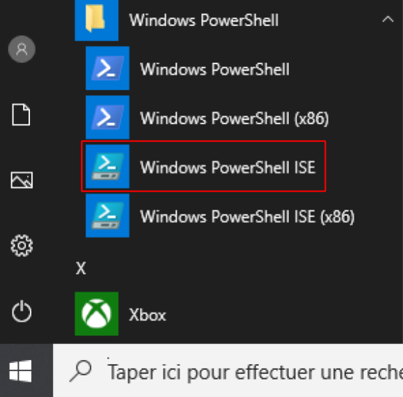 Windows PowerShell ISE sur Windows 10