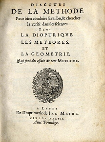 page de titre de la première édition du Discours de la méthode de René Descartes parution 1637https://fr.wikipedia.org/wiki/Discours_de_la_méthode
