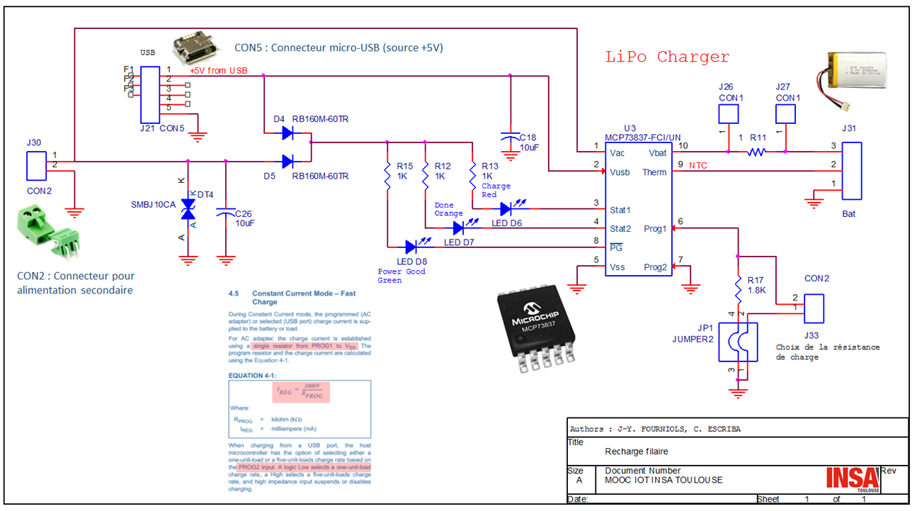 Schématique du chargeur de batterie Lipo MCP7383