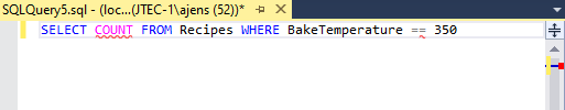 This image shows how syntax errors are displayed in a SQL query written in the query window.