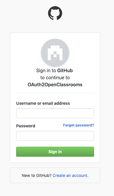 Github OAuth 2.0 Authentication Form