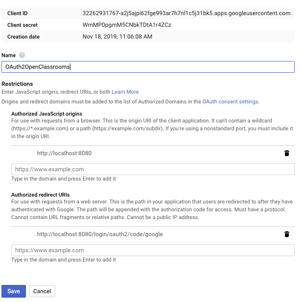 Google OAuth2 Credentials