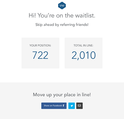 There is a counter on the left, indicating the position of the person in the queue (722). And on the right, a counter indicating the total number of people in the queue (2010)