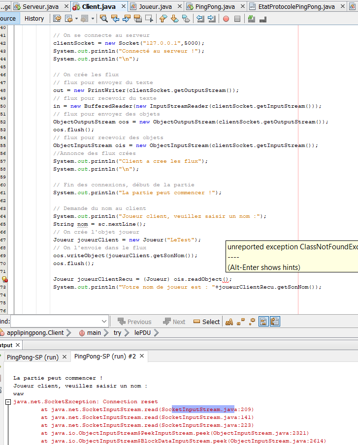 Java Sockets Envoyer et recevoir des objets Object Input Stream