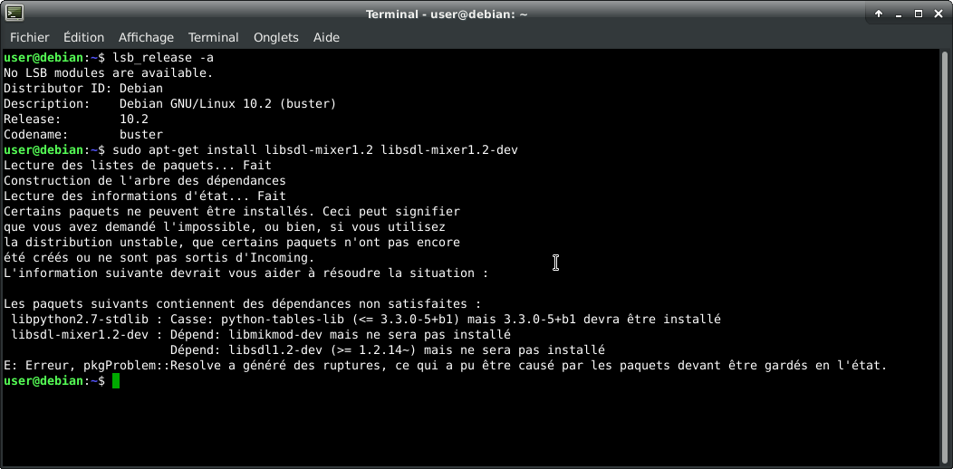 Impossible d'installer SDL_mixer1.2 Problème lors de l'installation