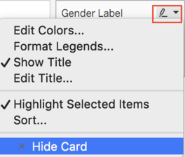 Hide Card option in the Legend drop-down menu.