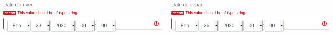 Erreur symfony de validation d'un formulaire - This value should be of ...