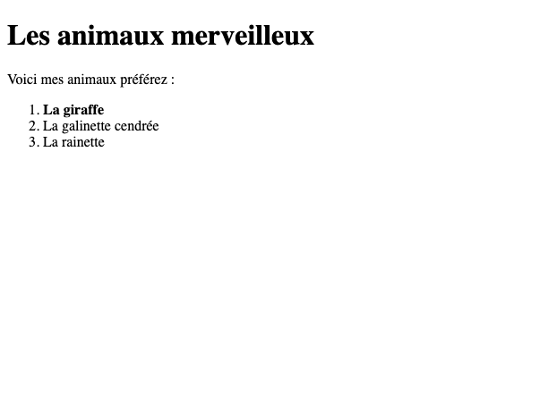 Votre page une fois les étapes implémentées