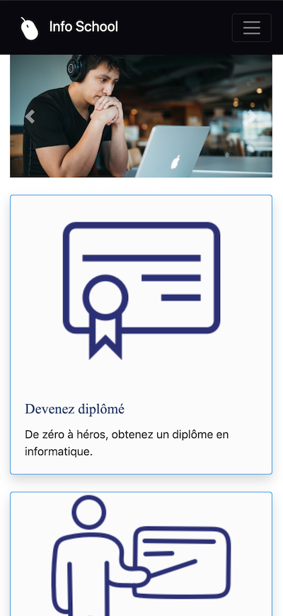 Conception de la page d'accueil pour des écrans plus petits