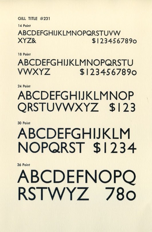 Gill Sans typeface at different point sizes. The font is a humanist sans serif, geometric typeface based largely on Roman capitals, giving it large counters and wide apertures. It is also characterized by even strokes.