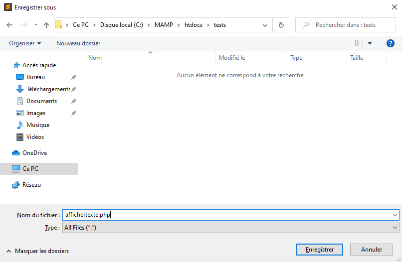 Sauvegarde d'une page PHP