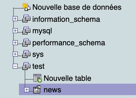 Liste des tables
