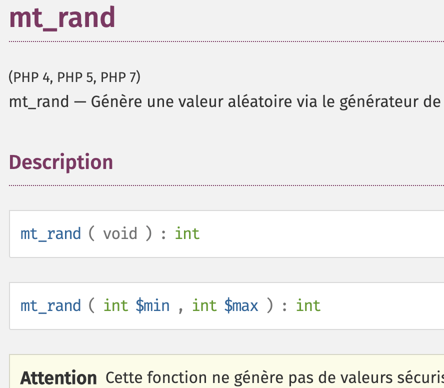 Présentation de la fonction mt_rand
