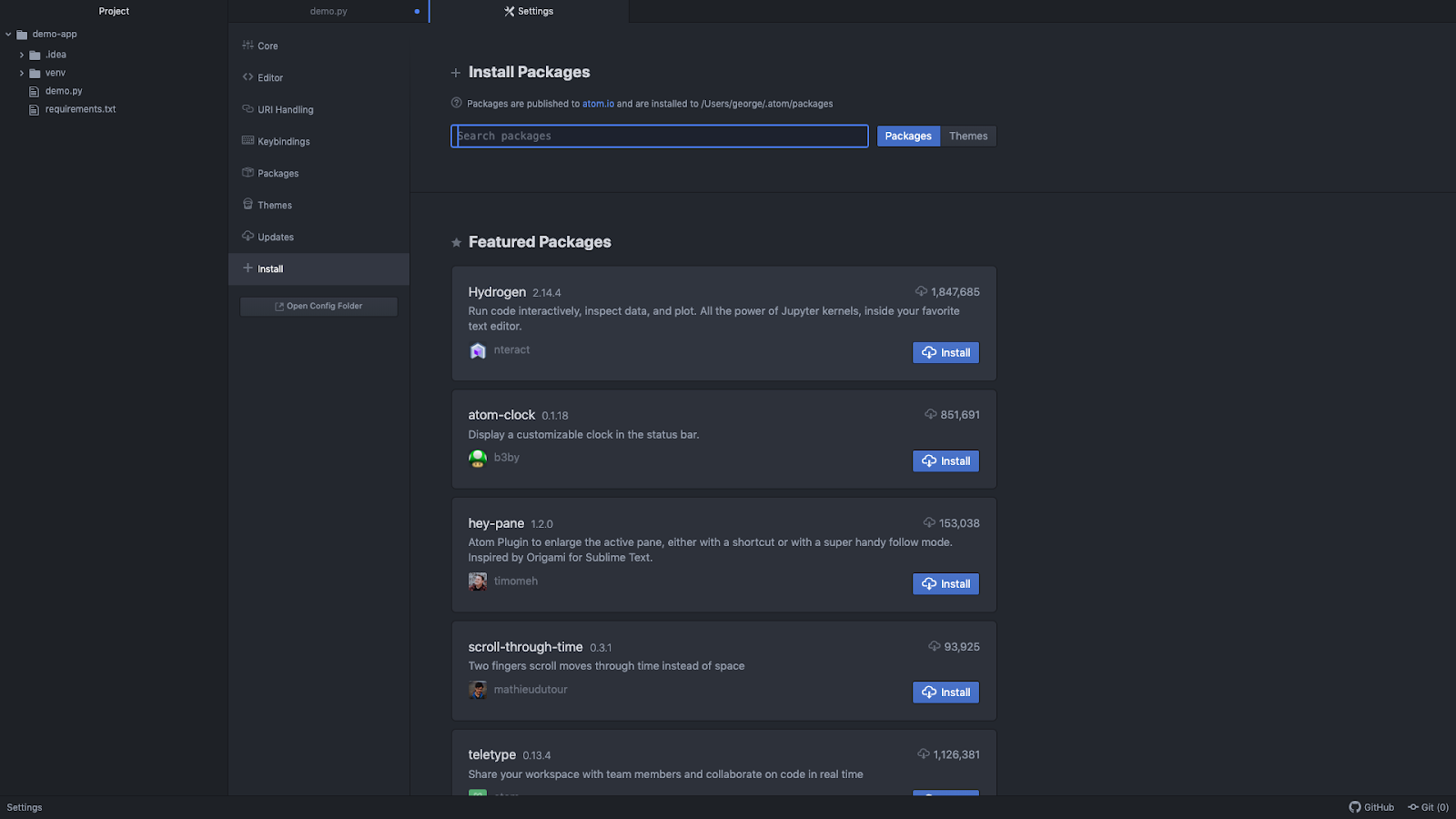 Atom packages