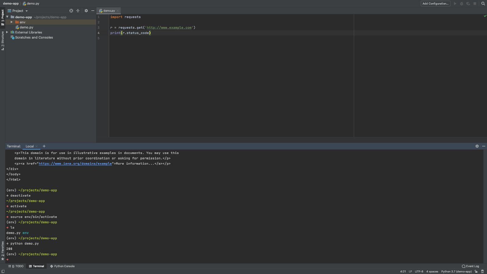 PyCharm command line