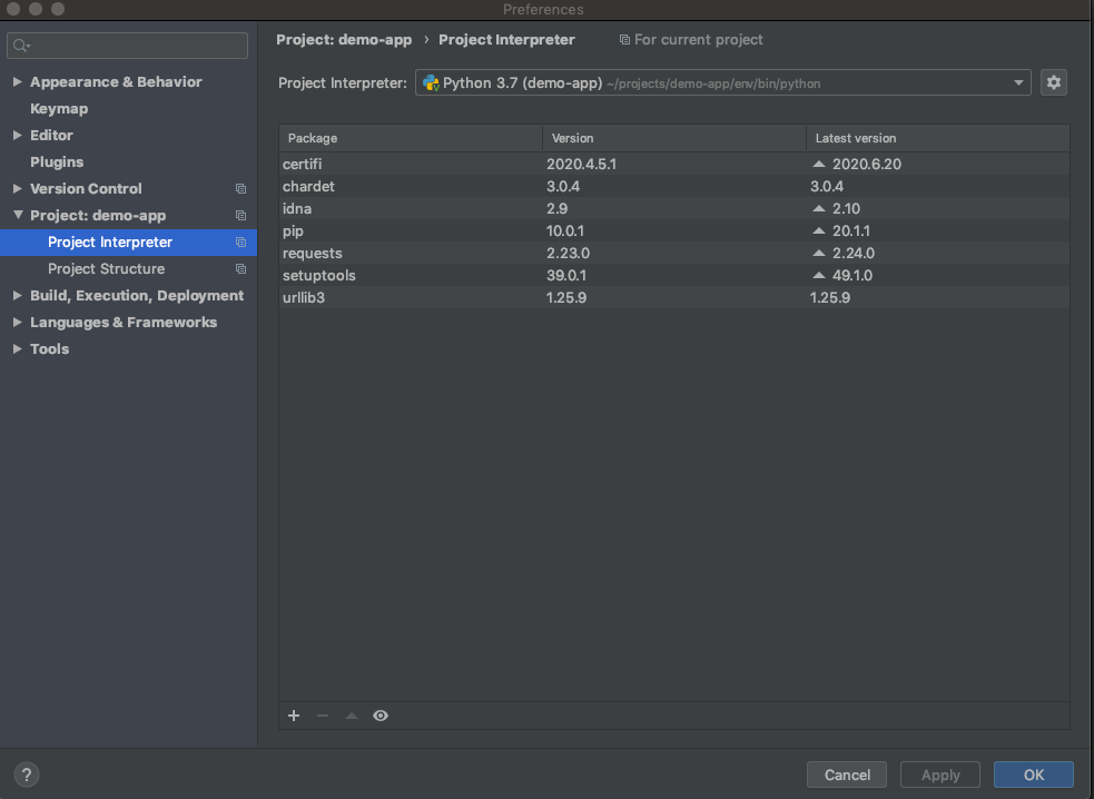 Setting your PyCharm interpreter.