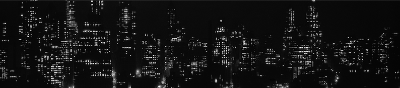 A cityscape at night.