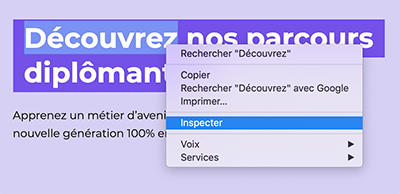 Clic-droit + Inspecter