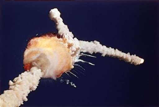 The explosion of the Challenger shuttle.