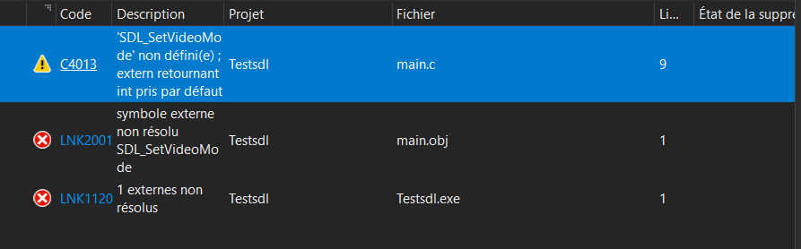 [Résolu] Problèmes avec SDL 2 par JawsBerrebi - page 1 - OpenClassrooms