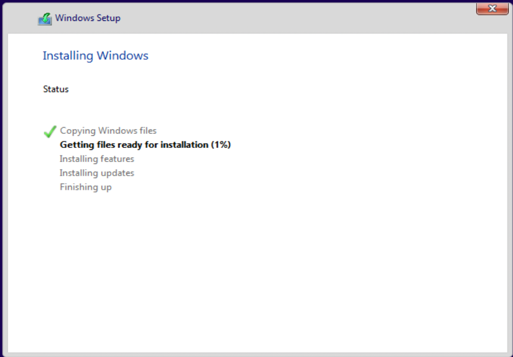 Windows 10 being installed