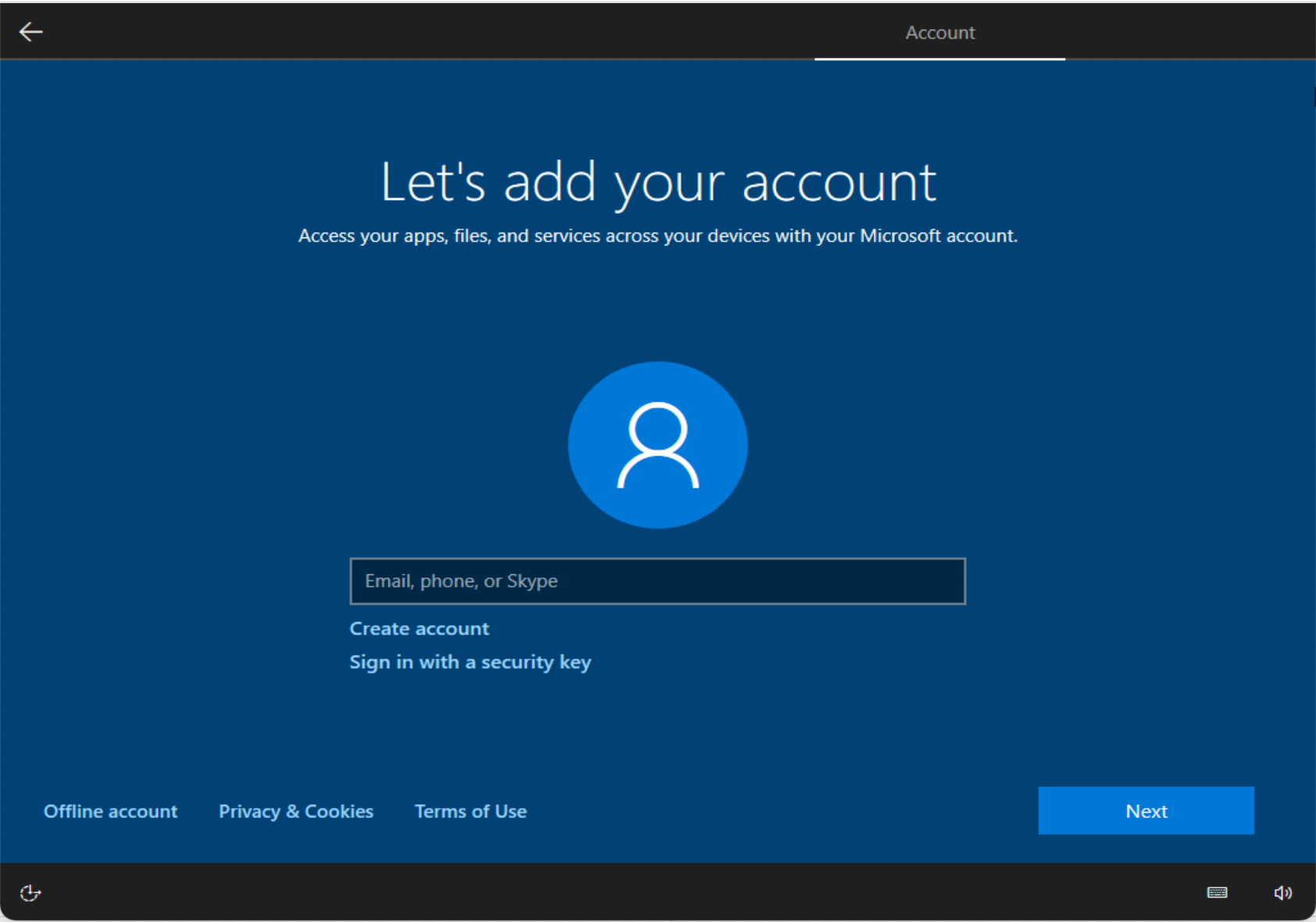 Creating a Microsoft account