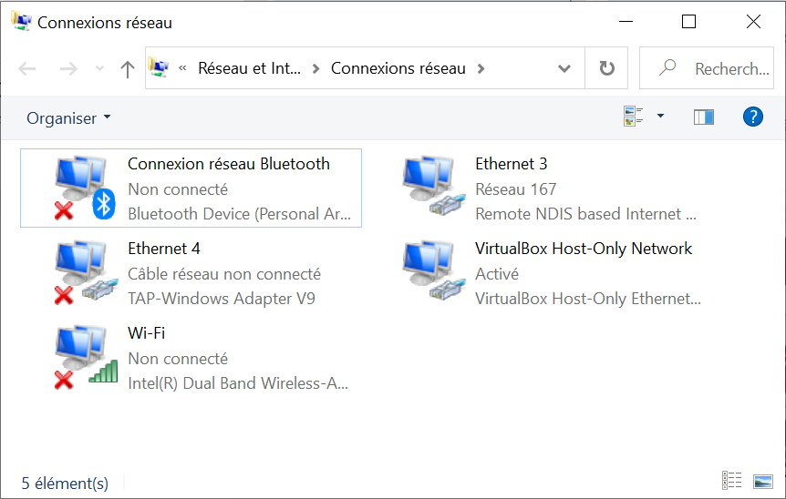 Connexions réseau sous Windows 10