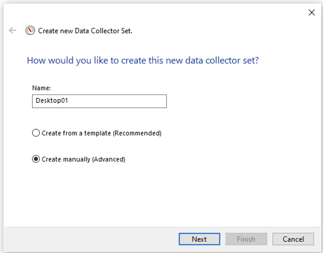 Create a new data collector set