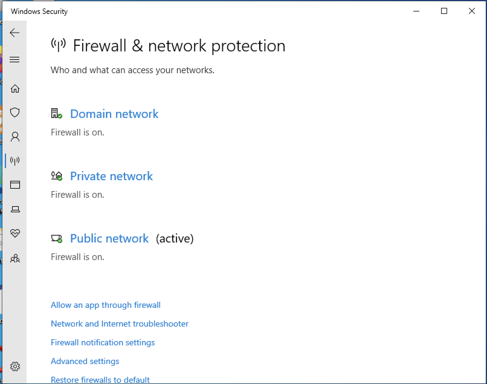 Enable the public firewall