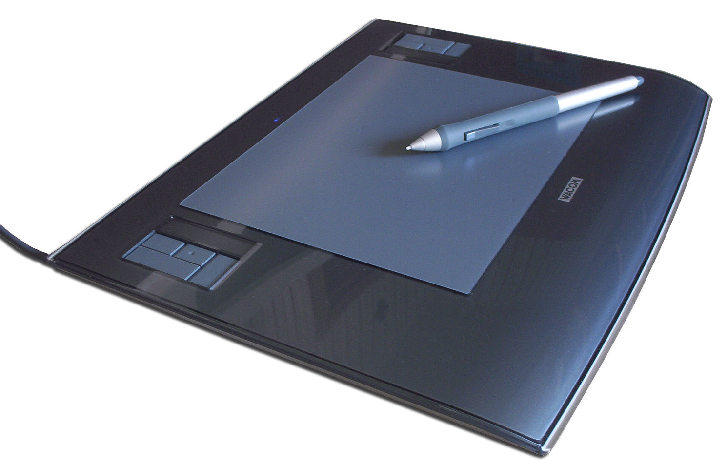 Graphics tablet with pen.