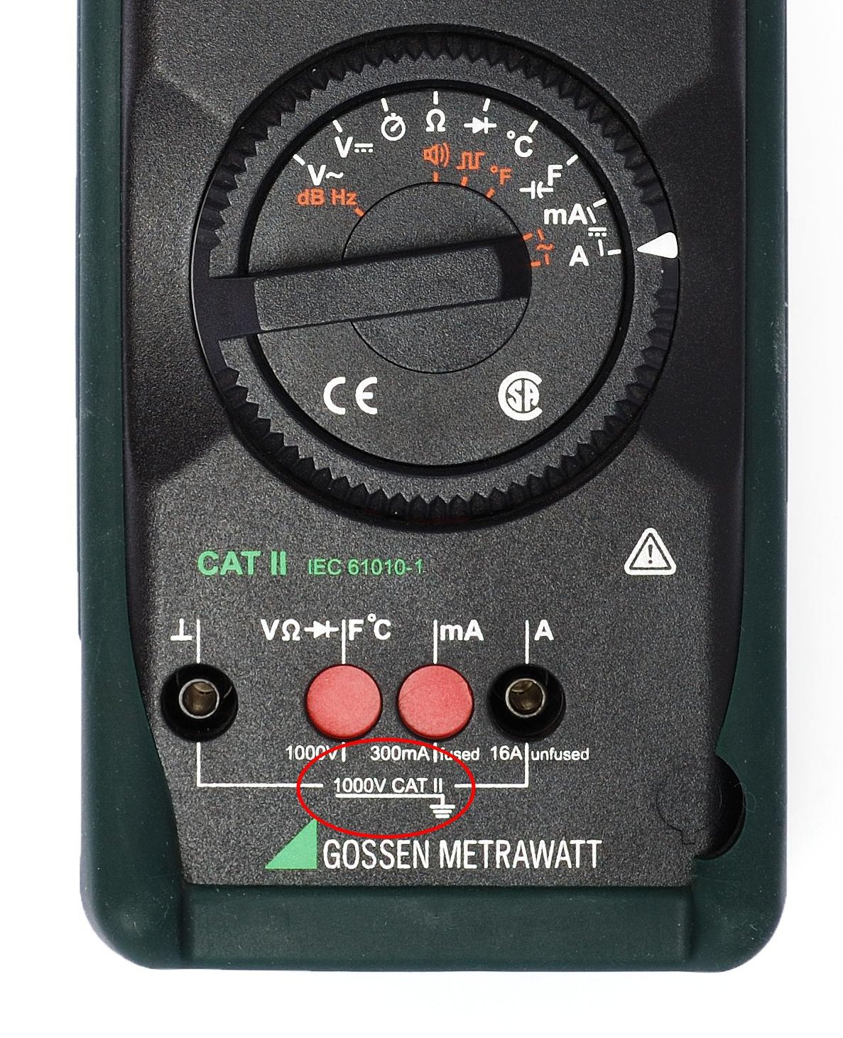 The Cat rating on a multimeter.