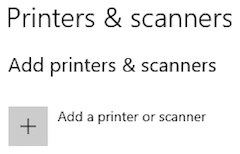 A plus sign icon followed by the message Add a printer or scanner