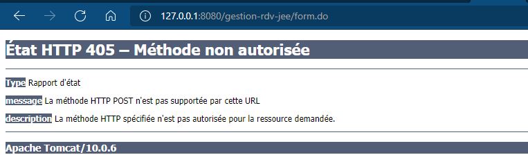 Error 405 HTTP METHOD POST IS NOT SUPPORTED - Method post non supporté ...