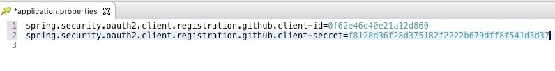 Cette capture d'écran montre les propriétés appliquées au client ID et client secret.