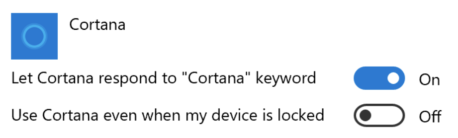 The setting 'Let Cortana respond to