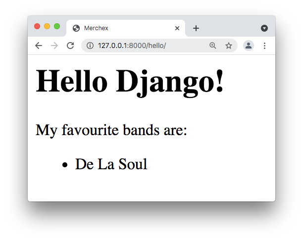 The web page now lists De La Soul, prefaced by a bullet, as a favourite band.