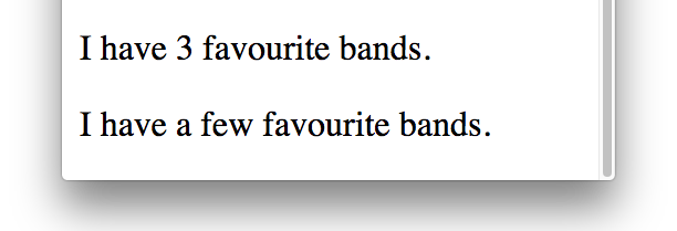 The web page displays I have 3 favourite bands. I have a few favourite bands.