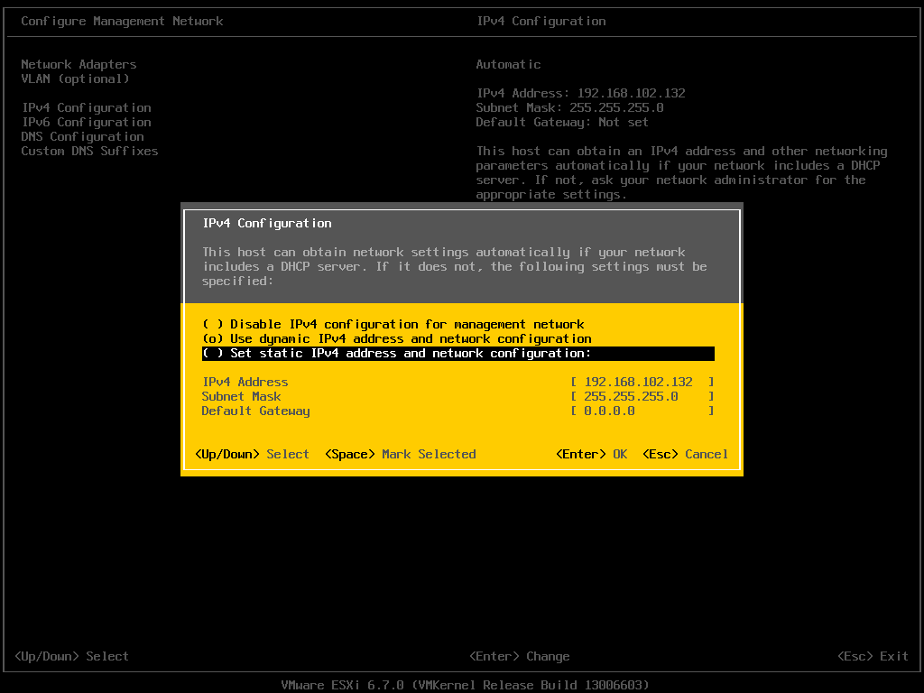 The set static IPv4 address option is selected an the ip address is added